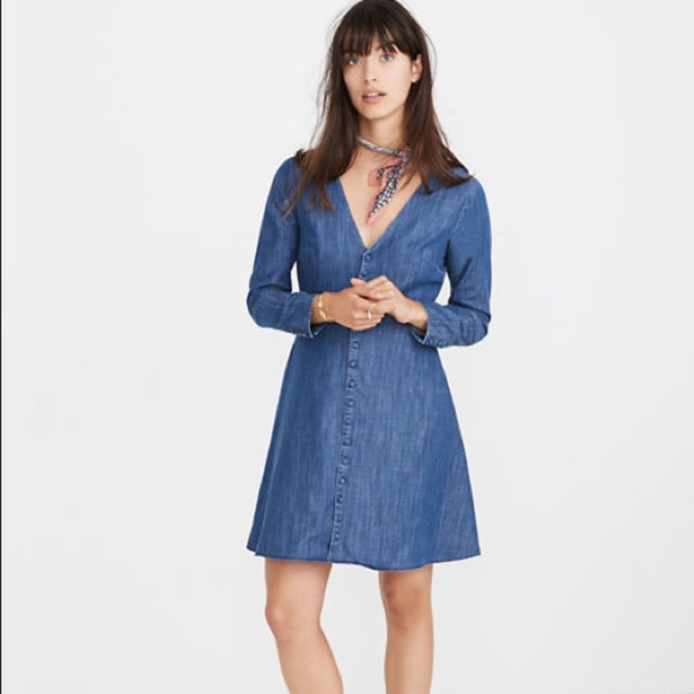 Madewell Denim Lilyblossom Button-Front Dress